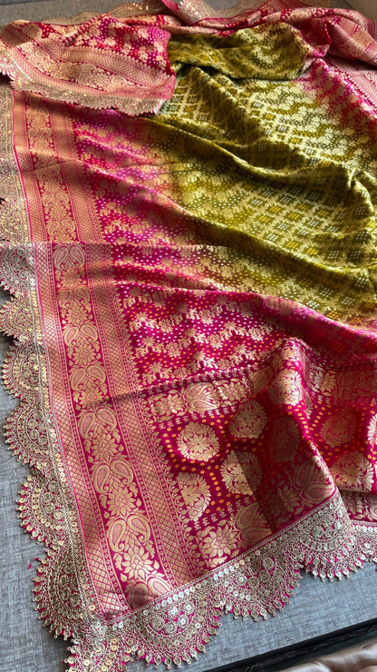 Elegant Bandhani Banarasi Khaddi Georgette Dupatta
