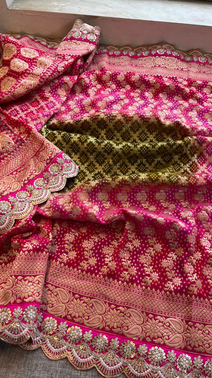 Elegant Bandhani Banarasi Khaddi Georgette Dupatta