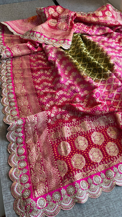 Elegant Bandhani Banarasi Khaddi Georgette Dupatta