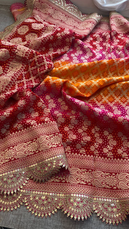 Elegant Bandhani Banarasi Khaddi Georgette Dupatta