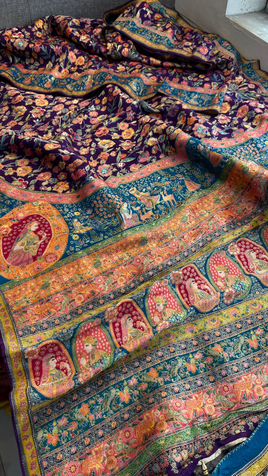Luxurious Meena Banarasi Munga Tussar Silk Saree