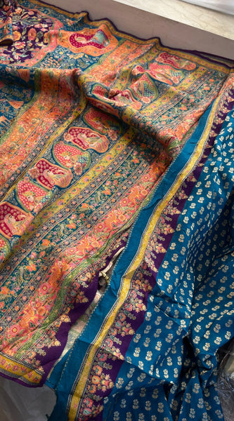 Luxurious Meena Banarasi Munga Tussar Silk Saree