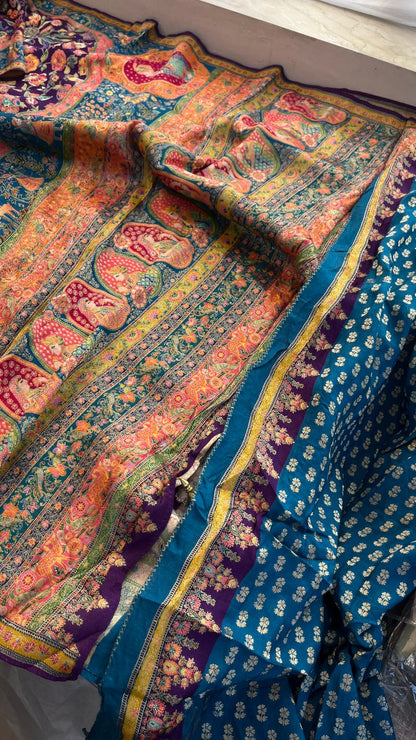 Luxurious Meena Banarasi Munga Tussar Silk Saree