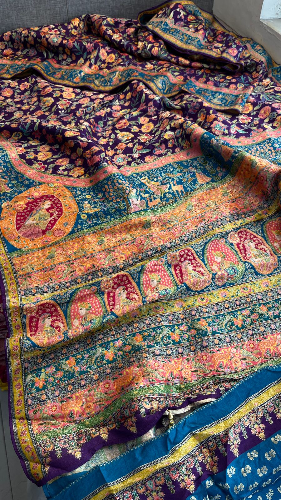 Luxurious Meena Banarasi Munga Tussar Silk Saree