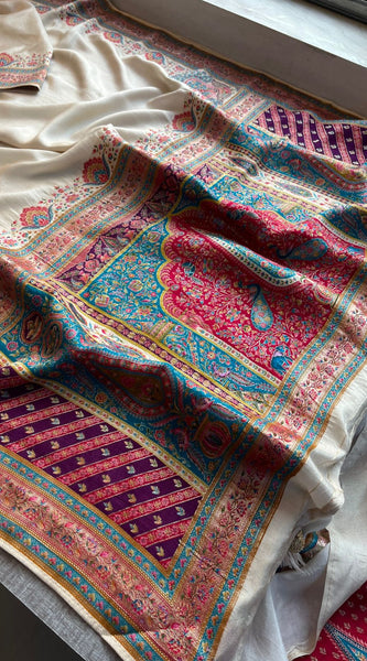 Elegant Meena Banarasi Munga Tussar Silk Saree
