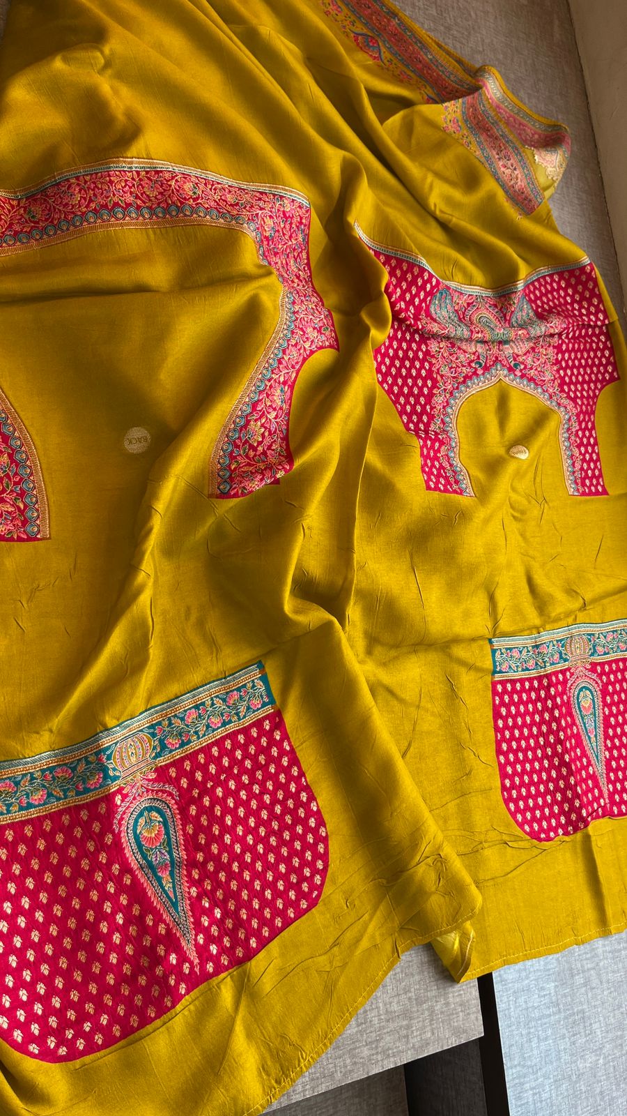 Pure Munga Tussar Silk Saree with Meena Banarasi Weaving