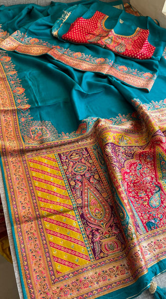 Pure Munga Tussar Silk Saree with Meena Banarasi Weaving