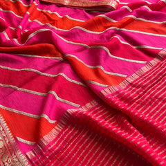 Elegant Pure Chinon Crepe Saree with Banarasi Weaving