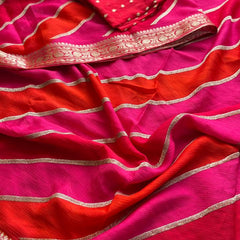 Elegant Pure Chinon Crepe Saree with Banarasi Weaving
