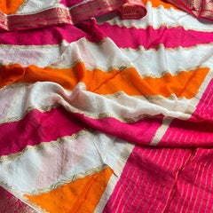 Elegant Pure Chinon Crepe Saree with Banarasi Weaving