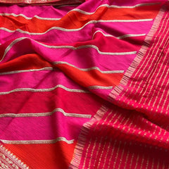 Elegant Pure Chinon Crepe Saree with Banarasi Weaving