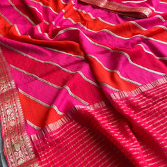 Elegant Pure Chinon Crepe Saree with Banarasi Weaving