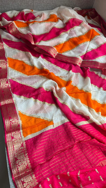 Elegant Pure Chinon Crepe Saree with Banarasi Weaving