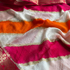 Elegant Pure Chinon Crepe Saree with Banarasi Weaving