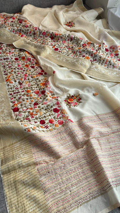 Pure Munga Silk Saree with Hand Knot & Katha Banarasi Weaving