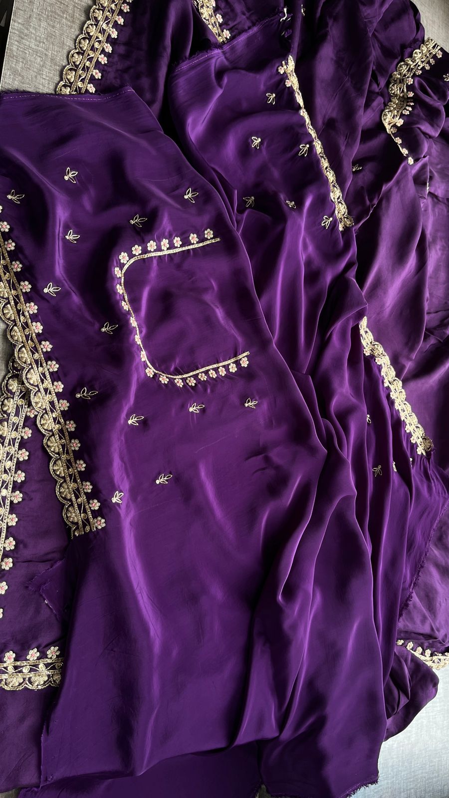Pure Munga Silk Saree with Zardozi, Sequins, Pearl & Kasab Embellishments