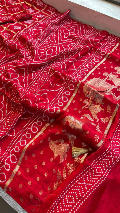 Pure Crepe Silk Saree with Bandhani Banarasi Weaving