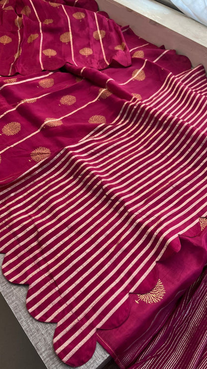 Pure Crepe Silk Saree with Zari Banarasi Weaving