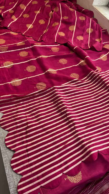Pure Crepe Silk Saree with Zari Banarasi Weaving