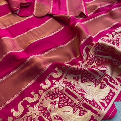 Pure Crepe Silk Saree with Zari Banarasi Weaving