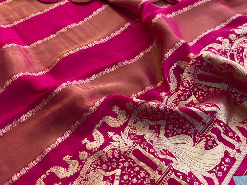 Pure Crepe Silk Saree with Zari Banarasi Weaving