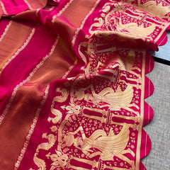 Pure Crepe Silk Saree with Zari Banarasi Weaving