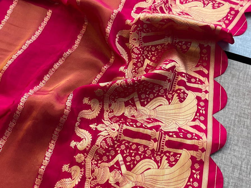 Pure Crepe Silk Saree with Zari Banarasi Weaving