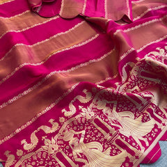 Pure Crepe Silk Saree with Zari Banarasi Weaving