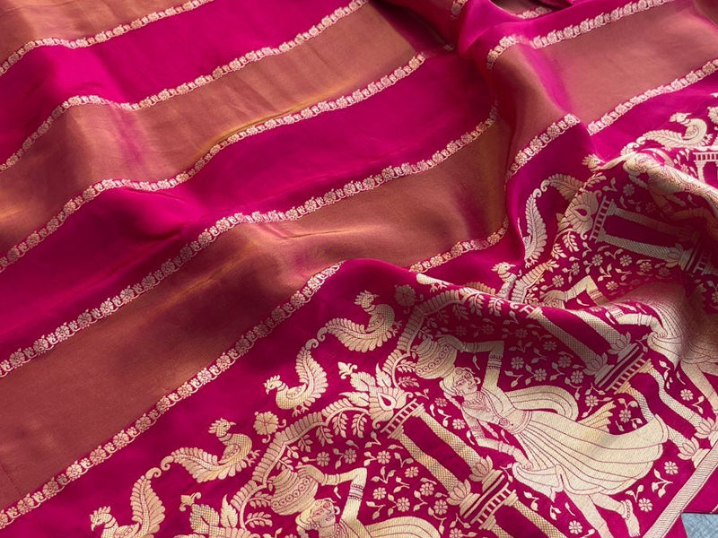 Pure Crepe Silk Saree with Zari Banarasi Weaving