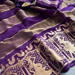 Pure Crepe Silk Saree with Zari Banarasi Weaving