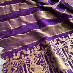 Pure Crepe Silk Saree with Zari Banarasi Weaving