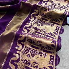 Pure Crepe Silk Saree with Zari Banarasi Weaving