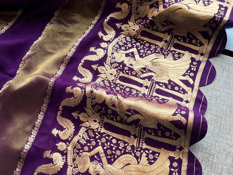 Pure Crepe Silk Saree with Zari Banarasi Weaving
