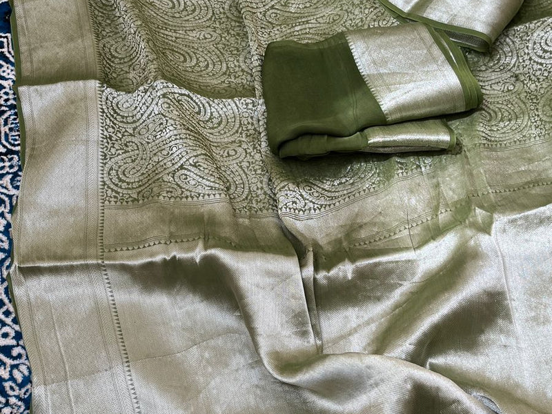 Pure Khaddi Georgette Saree with Banarasi Weaving