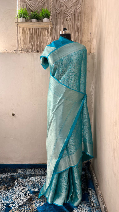 Pure Khaddi Georgette Saree with Banarasi Weaving