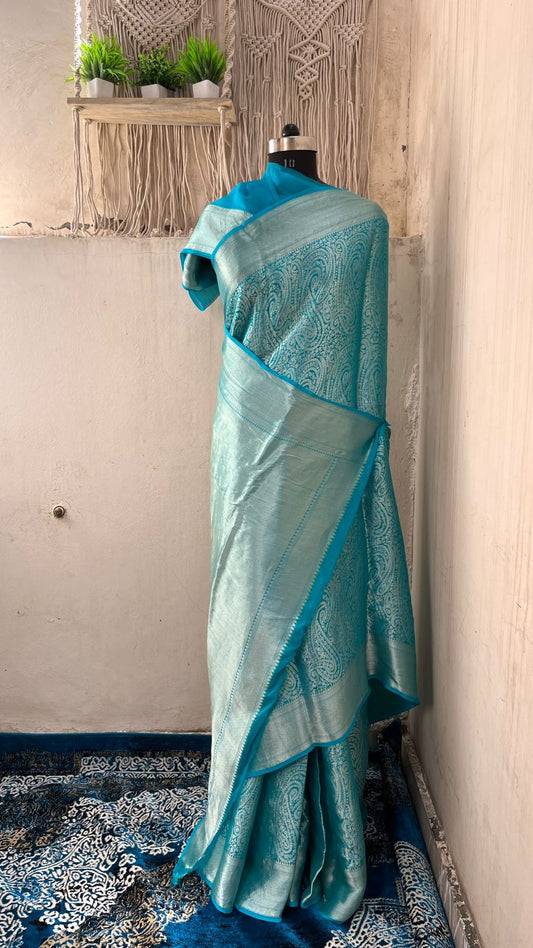 Pure Khaddi Georgette Saree with Banarasi Weaving
