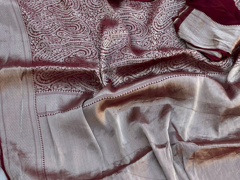 Pure Khaddi Georgette Saree with Banarasi Weaving