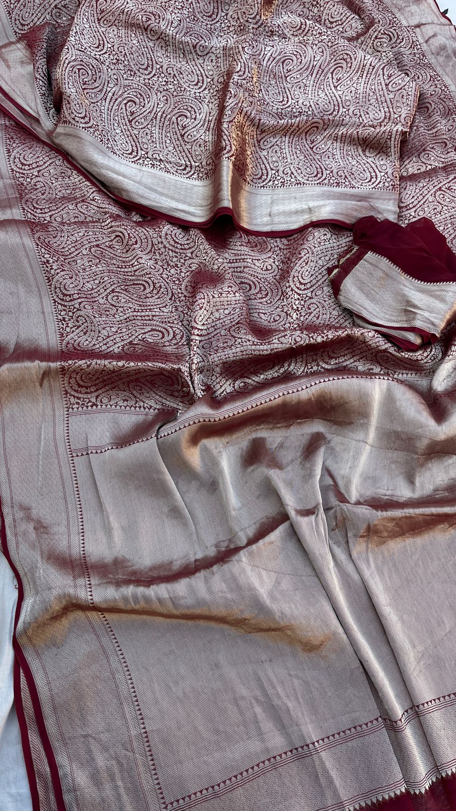 Pure Khaddi Georgette Saree with Banarasi Weaving