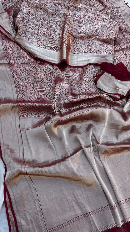 Pure Khaddi Georgette Saree with Banarasi Weaving