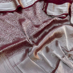 Pure Khaddi Georgette Saree with Banarasi Weaving