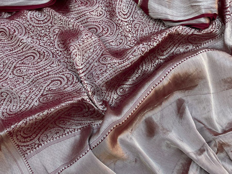 Pure Khaddi Georgette Saree with Banarasi Weaving