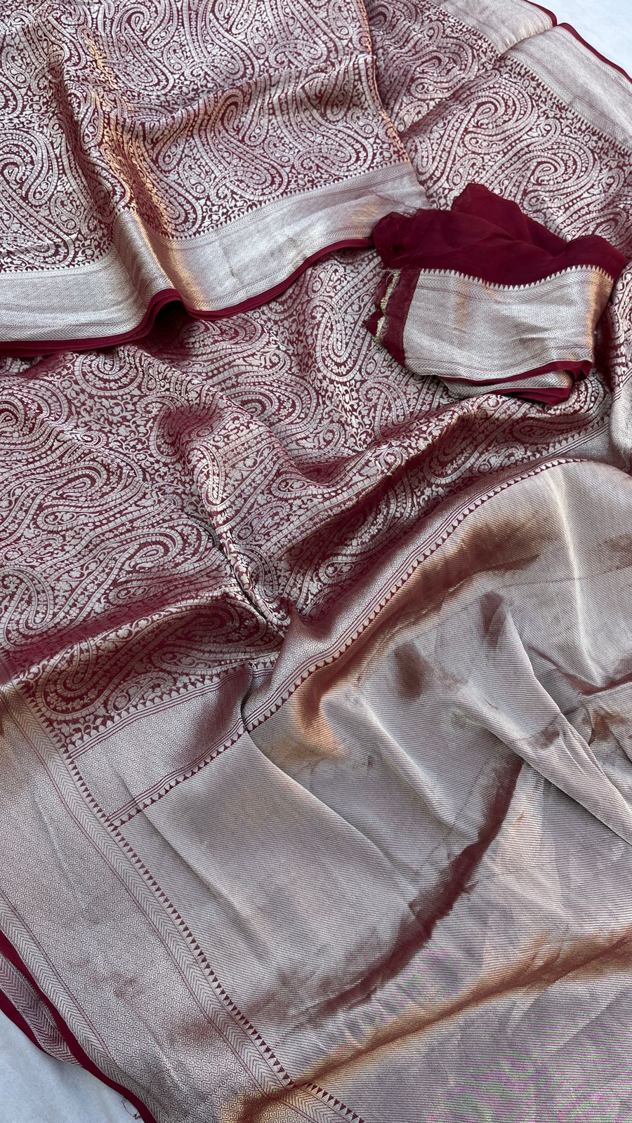 Pure Khaddi Georgette Saree with Banarasi Weaving