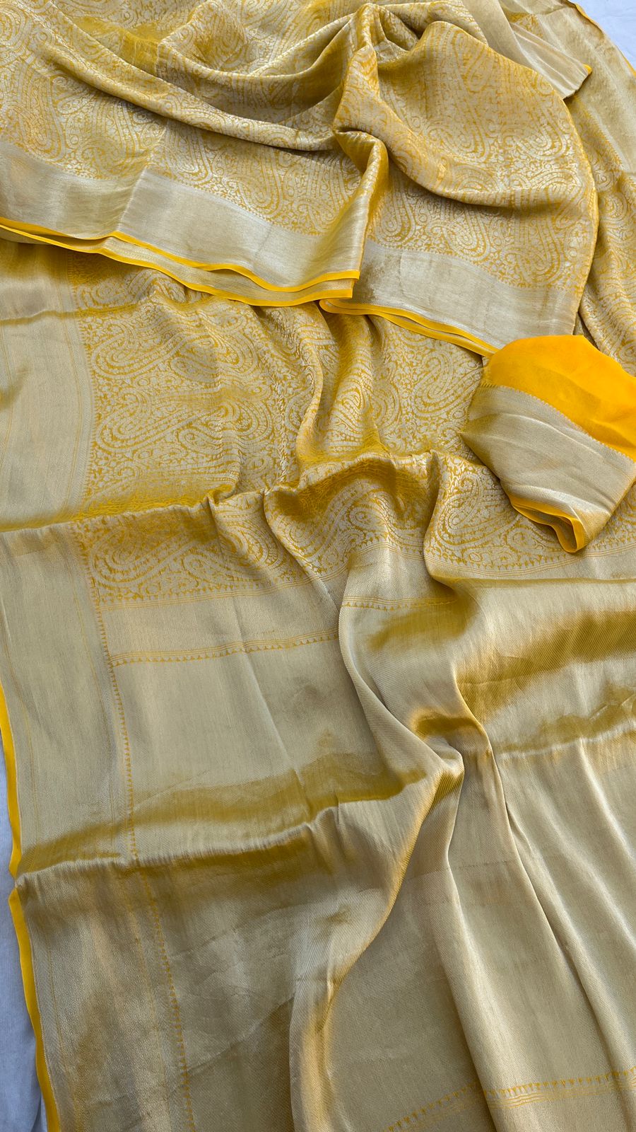 Pure Khaddi Georgette Saree with Banarasi Weaving