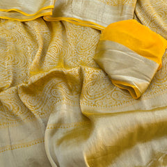 Pure Khaddi Georgette Saree with Banarasi Weaving