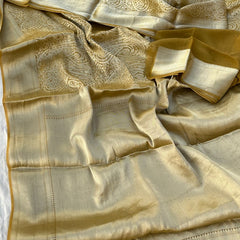 Pure Khaddi Georgette Saree with Banarasi Weaving