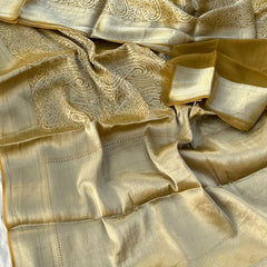 Pure Khaddi Georgette Saree with Banarasi Weaving