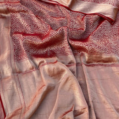 Pure Khaddi Georgette Saree with Banarasi Weaving