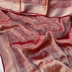 Pure Khaddi Georgette Saree with Banarasi Weaving