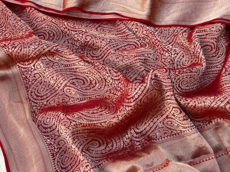 Pure Khaddi Georgette Saree with Banarasi Weaving