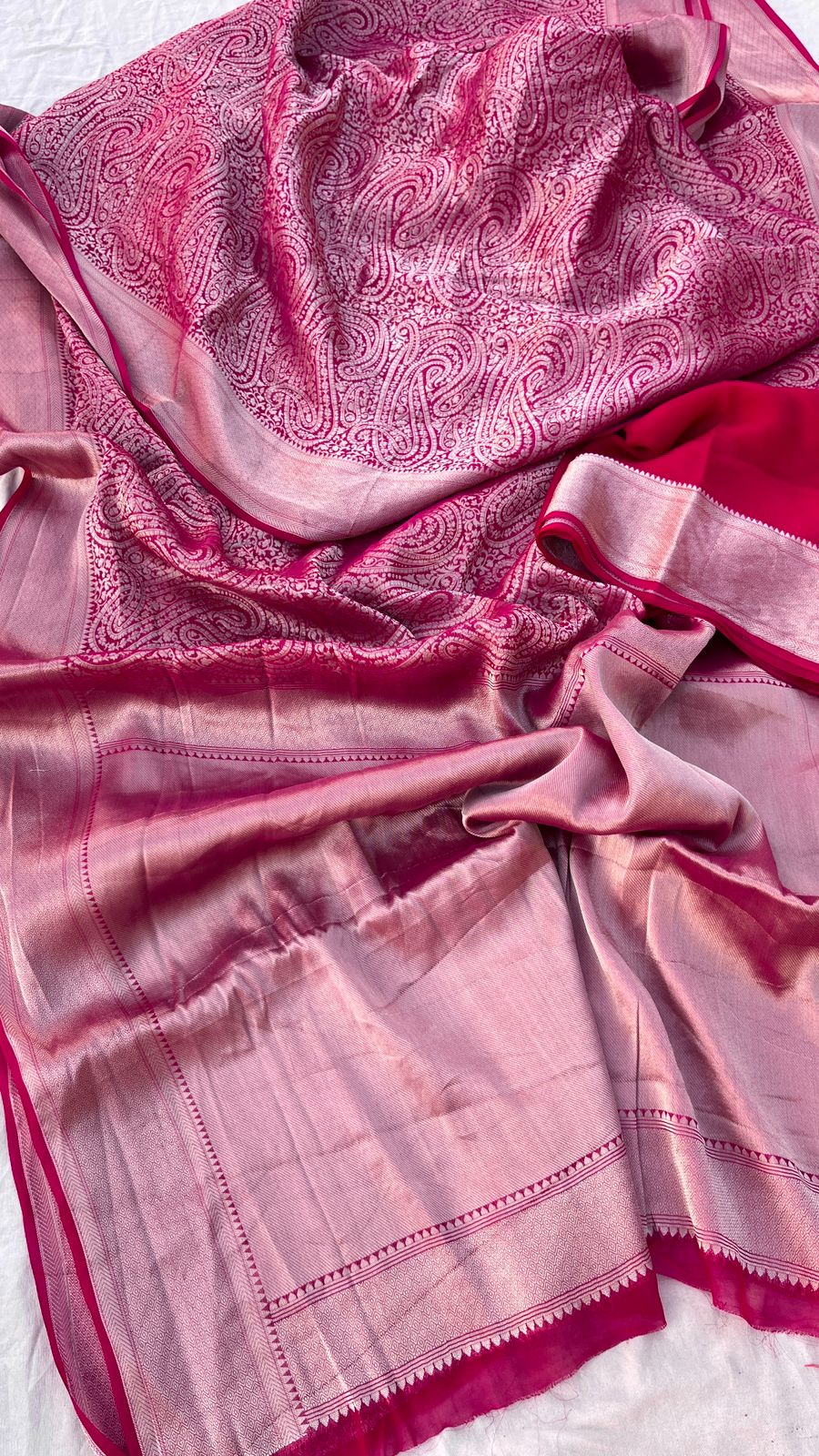 Pure Khaddi Georgette Saree with Banarasi Weaving